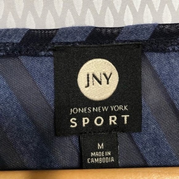 Navy & Blue Stripe Asymmetrical Semi Sheer Top - Picture 3 of 7